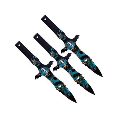Toro Knives Grito Water Throwing Knives 14.25in Overall 3in Black Powder 3Cr13 Blade Water Dragon Artwork SS Handle Nylon Sheath 74