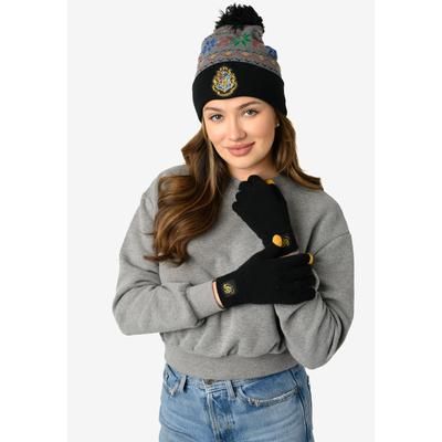 Women's Harry Potter Beanie Hat With Gloves Touch Screen Knit Hogwarts Set by Harry Potter in Gray