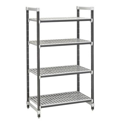 Cambro EXU242472V4480 24" NSF 4-Tier Polymer Shelf Kit - Camshelving Elements XTRA, 24"W, 72"H, Gray