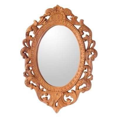 Wood wall mirror, 'Keraton Rococo'
