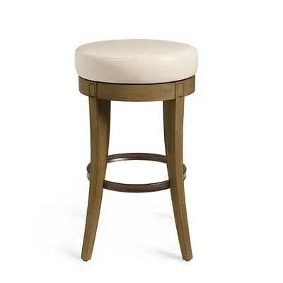 Aiken Backless Swivel Bar & Counter Stool - Bar Height (29-3/4"H Seat), Harvest, Leather, Harvest/Marbled Bone/Bar Height - Grandin Road