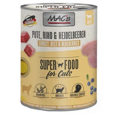 6x800g Turkey, Beef & Blueberries MACs Wet Cat Food