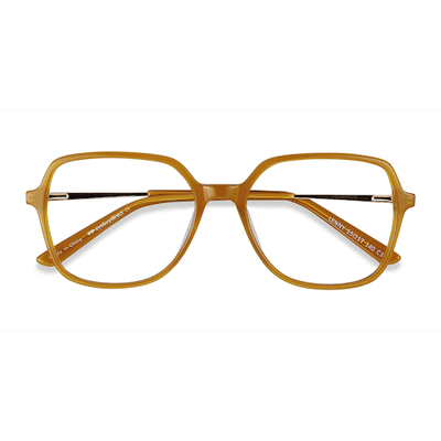 Unisex s square Mellow Yellow Acetate, Metal Prescription eyeglasses - Eyebuydirect s Lenny
