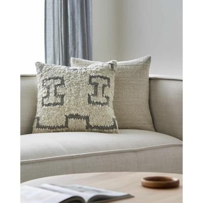 Sunil 20" Square Modern Wool Cream/Gray Throw Pillow - Boutique Rugs