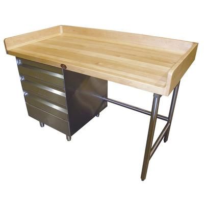Advance Tabco BST-365L 60" Maple Top Bakers Table w/ 4" Splash & 3 Left-Side Drawers, 36"D, Stainless Steel