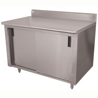 Advance Tabco CK-SS-366 72" Enclosed Work Table w/ Sliding Doors & 5" Backsplash, 36"D, Stainless Steel