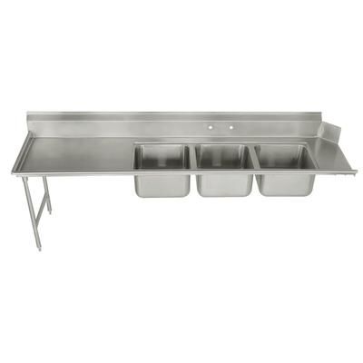 Advance Tabco DTC-3-2020-96L 95" Straight Dish Table - Left to Right, 23" Left Drainboard, (3) 20" x 20" x 14" Bowls, Stainless Steel