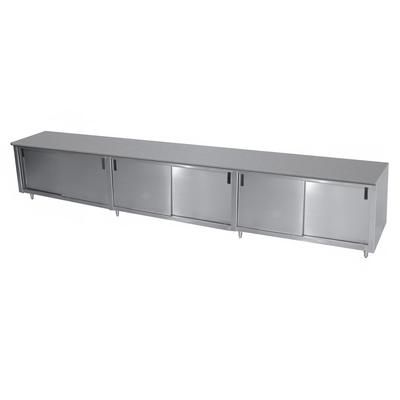 Advance Tabco ECB-SS-249M-X 108" Enclosed Work Table w/ Sliding Doors & Midshelf, 24"D, Stainless Steel