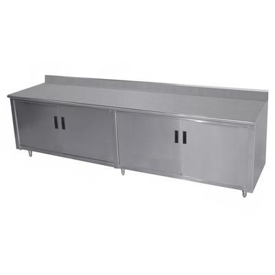 Advance Tabco EHK-SS-248M-X 96" Enclosed Work Table w/ Swing Doors & Midshelf, 5" Backsplash, 24"D, Stainless Steel