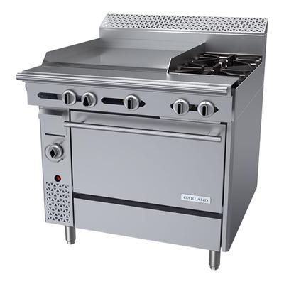Garland C36-2C LP 36" 2 Burner Commercial Gas Range w/ Griddle & Convection Oven, Liquid Propane, Stainless Steel, Gas Type: LP