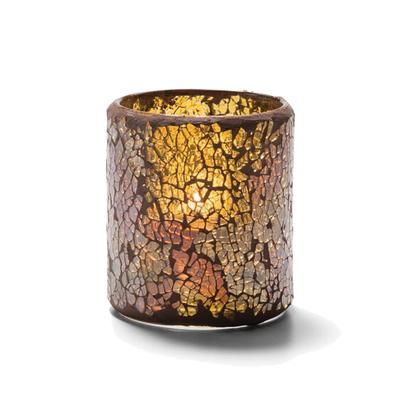 Hollowick 6301G Crackle Votive Lamp For HD8, HD12 Or HD15, Gold Glass, Multi-Colored