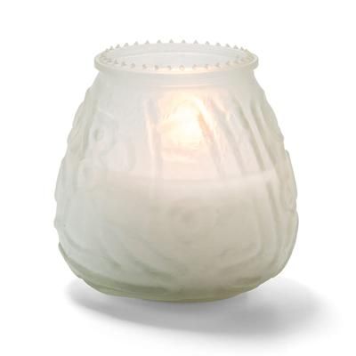 Hollowick KG60F-12 60 hr Knobby Wax Candle - 3 3/4" x 3 3/4", Frosted, White