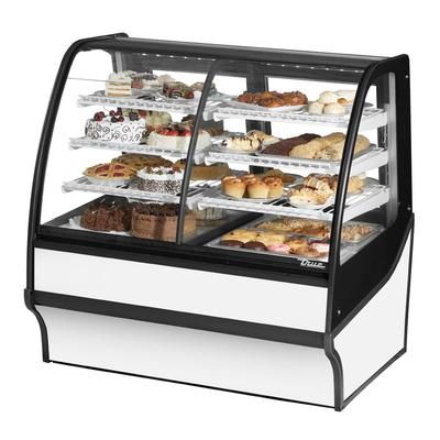 True TDM-DZ-48-GE/GE-W-W 48 1/4" Full Service Dual Zone Bakery Case w/ Curved Glass - 4 Levels, 115v, White | True Refrigeration