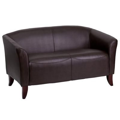 Flash Furniture 111-2-BN-GG Reception Loveseat w/ Brown LeatherSoft Upholstery, Cherry Wood Feet