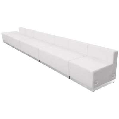 Flash Furniture ZB-803-490-SET-WH-GG 6 Piece Modular Reception Sofa Set - LeatherSoft Upholstery, White