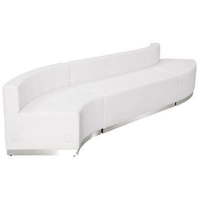 Flash Furniture ZB-803-850-SET-WH-GG 3 Piece Modular Reception Sofa Set - LeatherSoft Upholstery, White