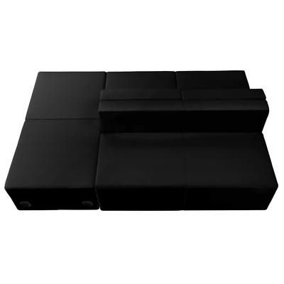 Flash Furniture ZB-803-880-SET-BK-GG 4 Piece Modular Reception Sofa Set - LeatherSoft Upholstery, Black