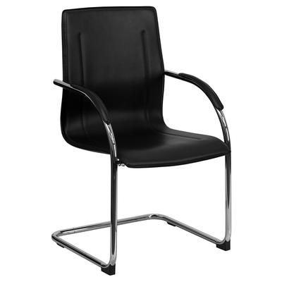 Flash Furniture BT-509-BK-GG Reception Side Chair - Black Vinyl Upholstery, Steel Frame