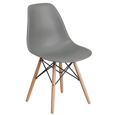 Flash Furniture FH-130-DPP-GY-GG Accent Side Chair - Gray Plastic Seat, Wood Base