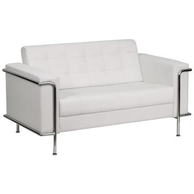 Flash Furniture ZB-LESLEY-8090-LS-WH-GG Loveseat w/ White LeatherSoft Upholstery, Stainless Legs