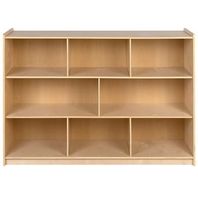 Flash Furniture MK-STRG002-GG 8 Section Classroom Storage Cabinet - 48"W x 15"D x 36"H, Wood, Natural Finish