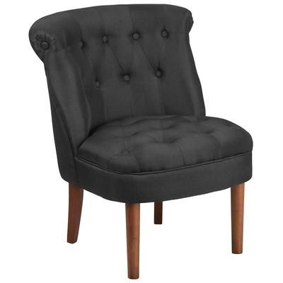 Flash Furniture QY-A01-BK-GG Hercules Kenley Accent Side Chair - Black Fabric Upholstery, Mahogany Wood Legs