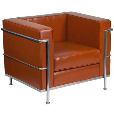 Flash Furniture ZB-REGAL-810-1-CHAIR-COG-GG Arm Chair - Cognac LeatherSoft Upholstery, Stainless Steel Legs