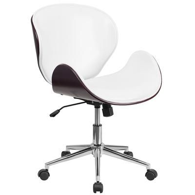 Flash Furniture SD-SDM-2240-5-MAH-WH-GG Swivel Conference Chair w/ Mid Back - Mahogany Back w/ White LeatherSoft Upholstery