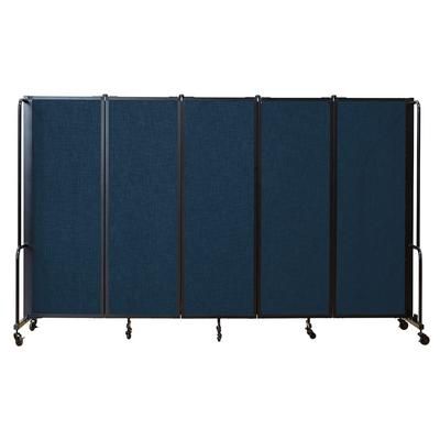 National Public Seating RDB6-5PT04 118"L Portable Room Divider w/ 5 Blue PET Panels - 6ft High