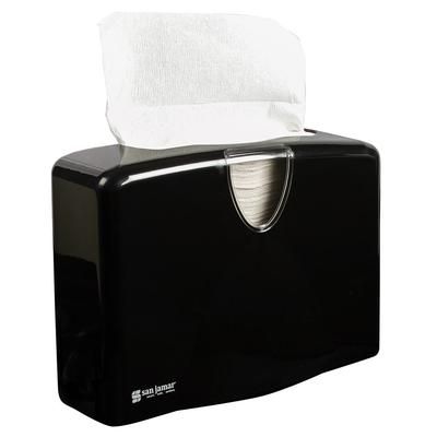 San Jamar T1740BK Countertop Paper Towel Dispenser w/ 1 Stack Capacity - Plastic, Black, Multifold, C-Fold, and Single-Fold