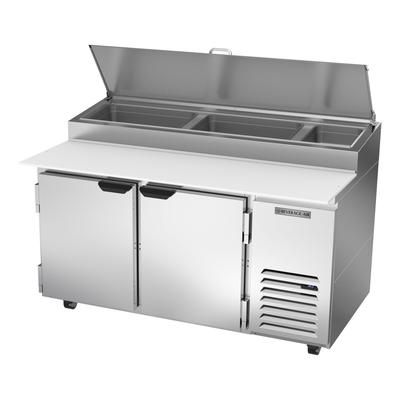 Beverage-Air DP60HC 60" Hydrocarbon Series Pizza Prep Table w/ Refrigerated Base, 115v, 2-Section, Stainless Steel