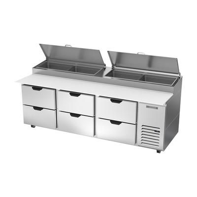 Beverage-Air DPD93HC-6 93" Hydrocarbon Series Pizza Prep Table w/ Refrigerated Base, 115v, Holds 4 Full-Size Pans, Stainless Steel