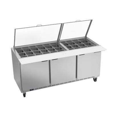 Beverage-Air 72" Mega Top Sandwich/Salad Prep Table - Refrigerated Base, Clear Lid, Stainless Steel, 115v, SPE72HC-30M-CL