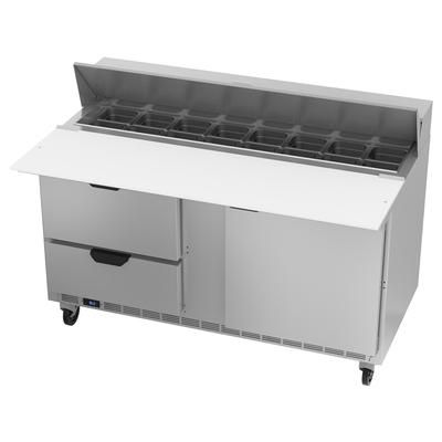 Beverage-Air SPED60HC-16C-2 60" Hydrocarbon Series Sandwich/Salad Prep Table w/ Refrigerated Base, 115v, Stainless Steel
