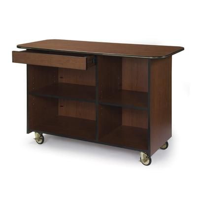 Lakeside 68110 57 1/2" Mobile Enclosed Beverage Service Cart w/ 4 Compartments & Drawer - Wood, Victorian Cherry, Brown