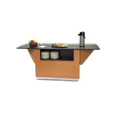 Lakeside 6850 WAL 87 1/4" Breakout Mobile Serving Counter w/ Shelves & Laminate Top, Walnut, Small, Walnut Brown
