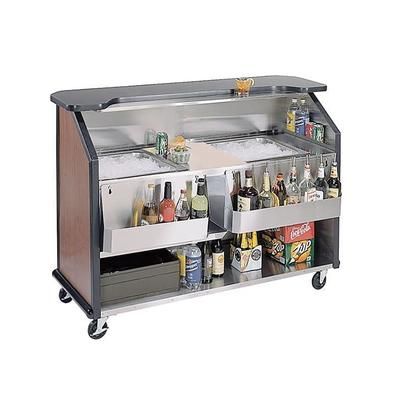 Lakeside 886 BEGSU 63 1/2" Portable Bar w/ (2) 40 lb Ice Bin, Speed Rail, Beige Suede