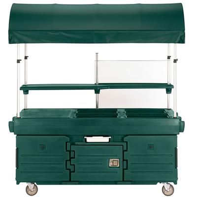 Cambro KVC854C519 Kiosk Type Food Cart w/ Cover & Lockable Storage, 85 1/8"L x 33 1/2"W x 94"H, Green, 4 Pan Wells, Canopy