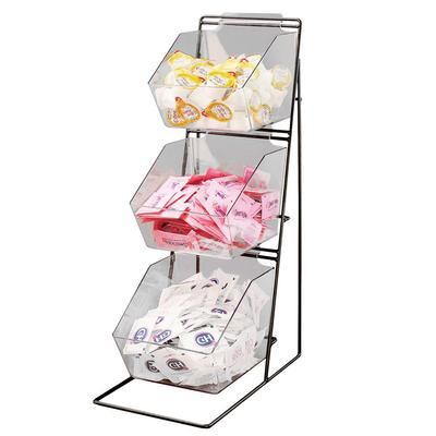 Cal-Mil 1709 Condiment Organizer w/ (3) Bins - Black, Clear Bins