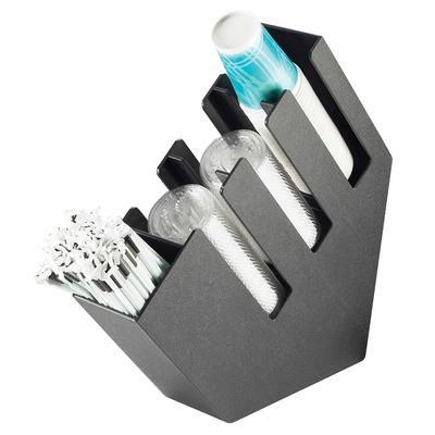 Cal-Mil 2051 4 Compartment Straw Holder - 4 3/4" x 20" x 20", Black, 4 Sections