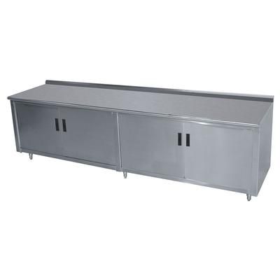 Advance Tabco HF-SS-306M 72" Enclosed Work Table w/ Swing Doors & Midshelf, 1 1/2" Backsplash, 30"D, Stainless Steel