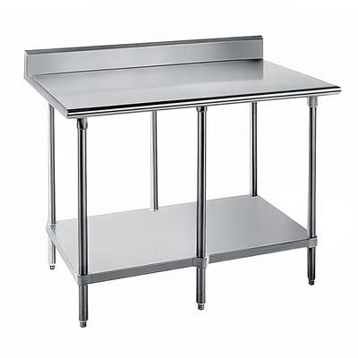 Advance Tabco KSS-309 108" 14 ga Work Table w/ Undershelf & 304 Series Stainless Steel Top, 5" Backsplash
