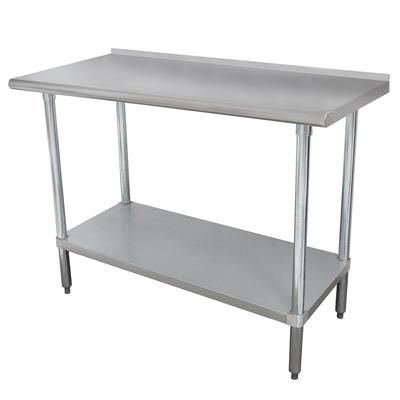 Advance Tabco SFLAG-368-X 96" 16 ga Work Table w/ Undershelf & 430 Series Stainless Steel Top, 1 1/2" Backsplash