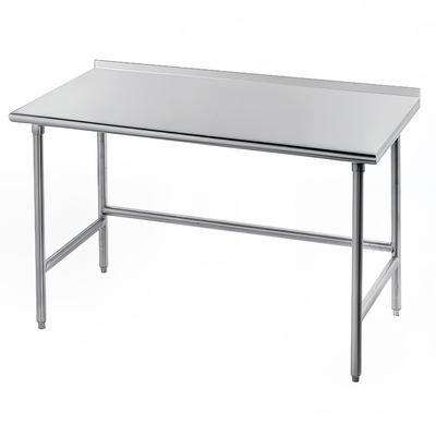 Advance Tabco TFAG-244 48" 16 ga Work Table w/ Open Base & 430 Series Stainless Top, 1 1/2" Backsplash, Stainless Steel