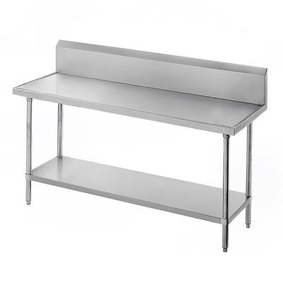Advance Tabco VKG-302 24" 14 ga Work Table w/ Undershelf & 304 Series Stainless Steel Top, 10" Backsplash