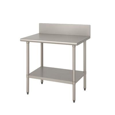 Advance Tabco VKS-363 36" 14 ga Work Table w/ Undershelf & 304 Series Stainless Steel Top, 10" Backsplash