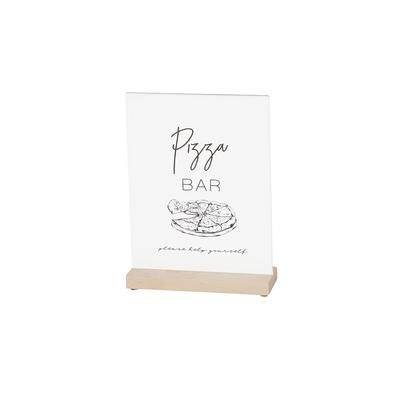 Cal-Mil 22361-811-71 Tabletop Sign w/ Acrylic Insert & Maple Wood Base - 8 1/2" x 11", Brown
