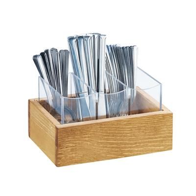 Cal-Mil 3408-99 3 Compartment Flatware Display Organizer - 9" x 6", Reclaimed Wood, Brown