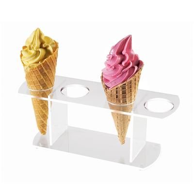 Cal-Mil 398 Waffle Cone Holder Stand w/ 4 Holes, 12" x 4" x 4 1/2", BPA Free, Clear