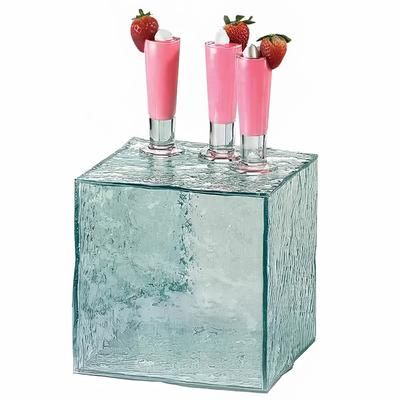 Cal-Mil 432-8-43 8" Square Buffet Riser - Faux Glass, Aqua, Blue